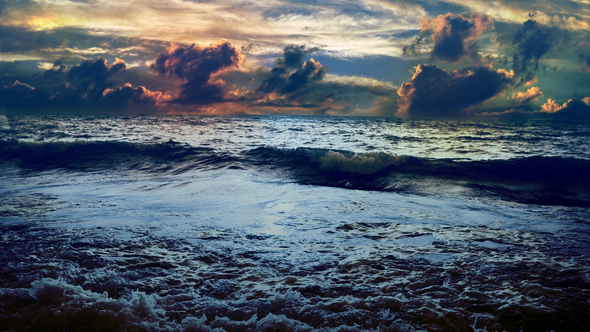 Sea Waves Landscape for 1920 x 1080 HDTV 1080p resolution