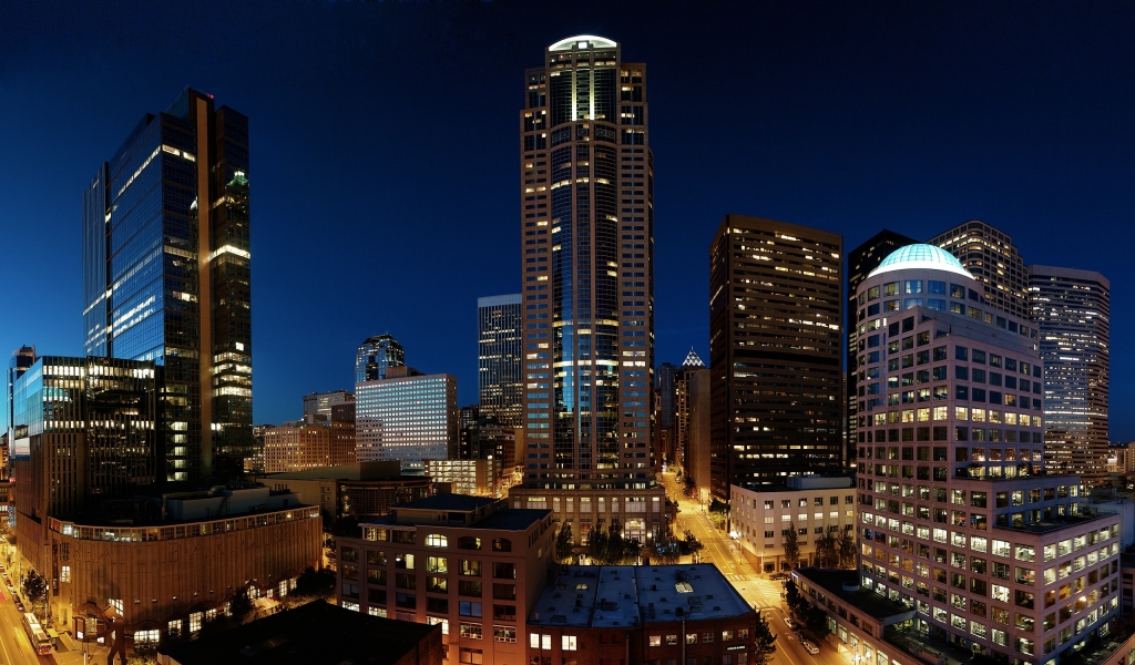 Seattle Night Lights for 1024 x 600 widescreen resolution