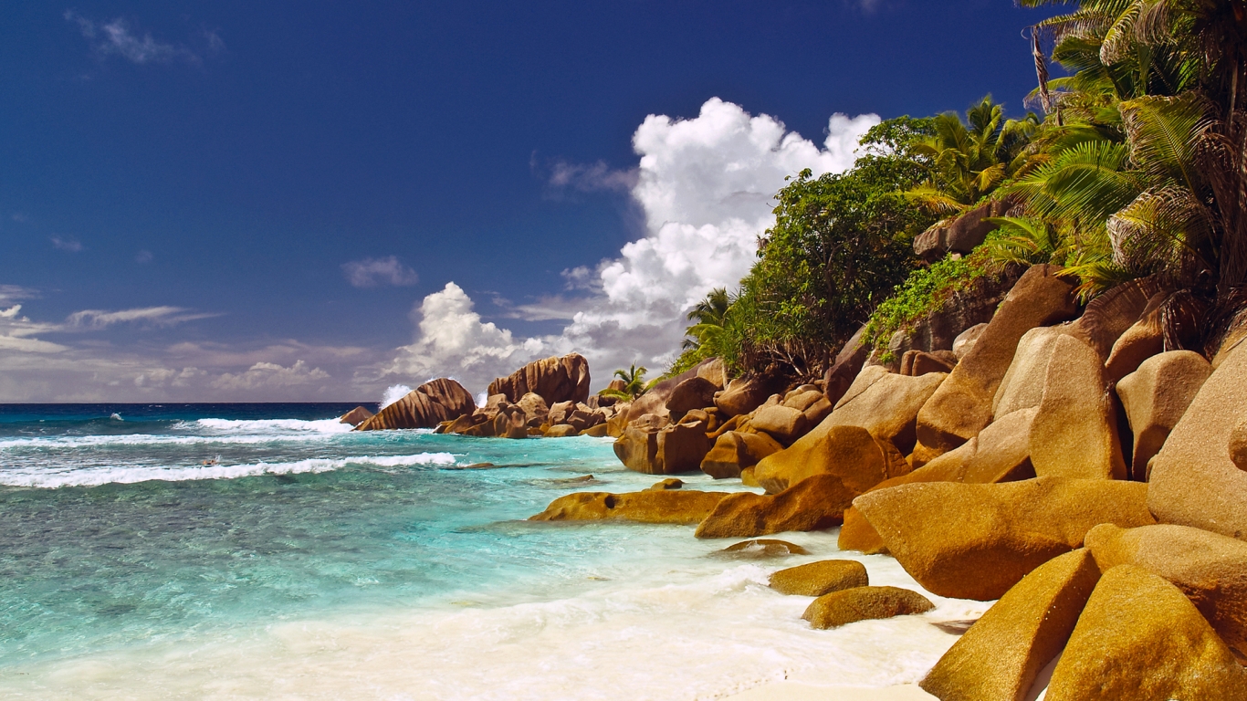 Seychelles Islands Corner for 1366 x 768 HDTV resolution
