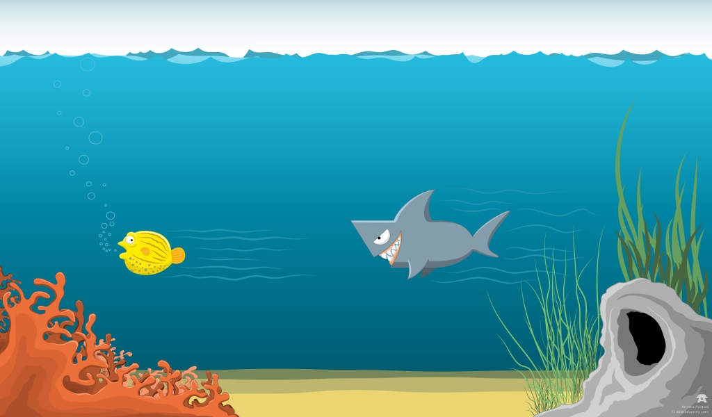 Shark blowfish for 1024 x 600 widescreen resolution