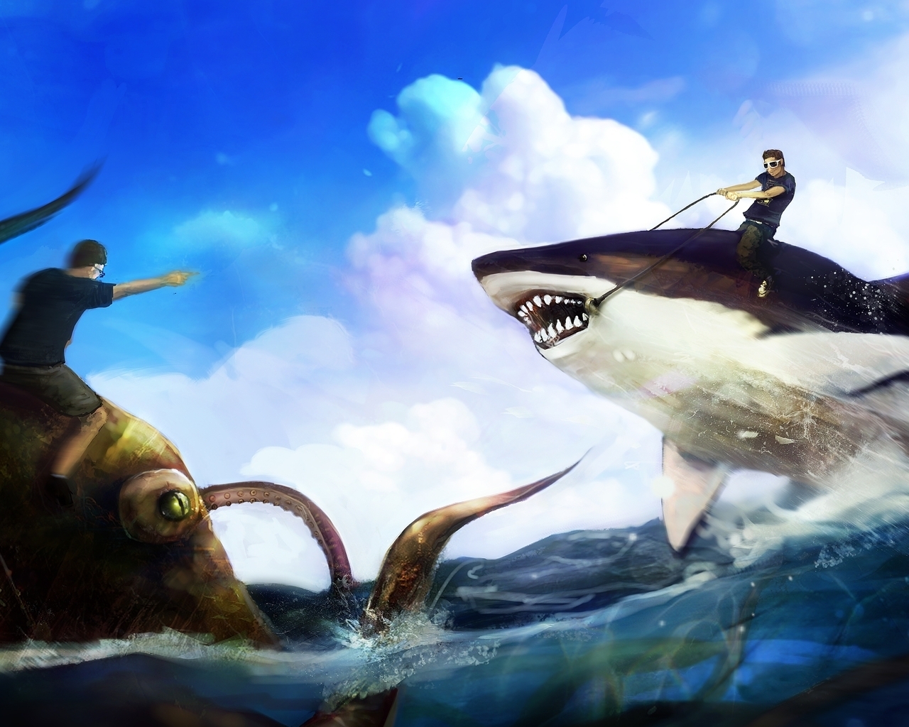 Shark Fight for 1280 x 1024 resolution