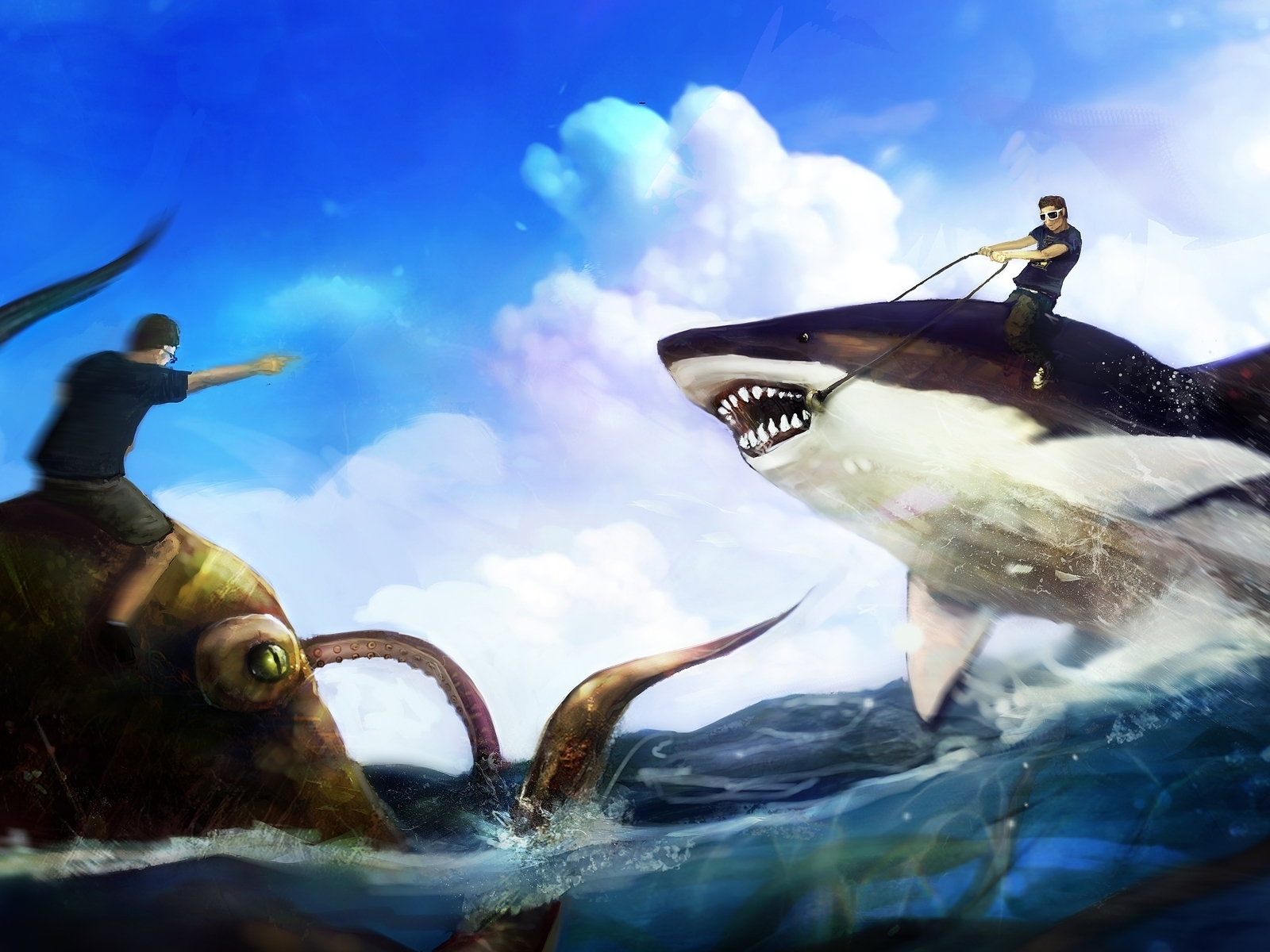 Shark Fight for 1600 x 1200 resolution