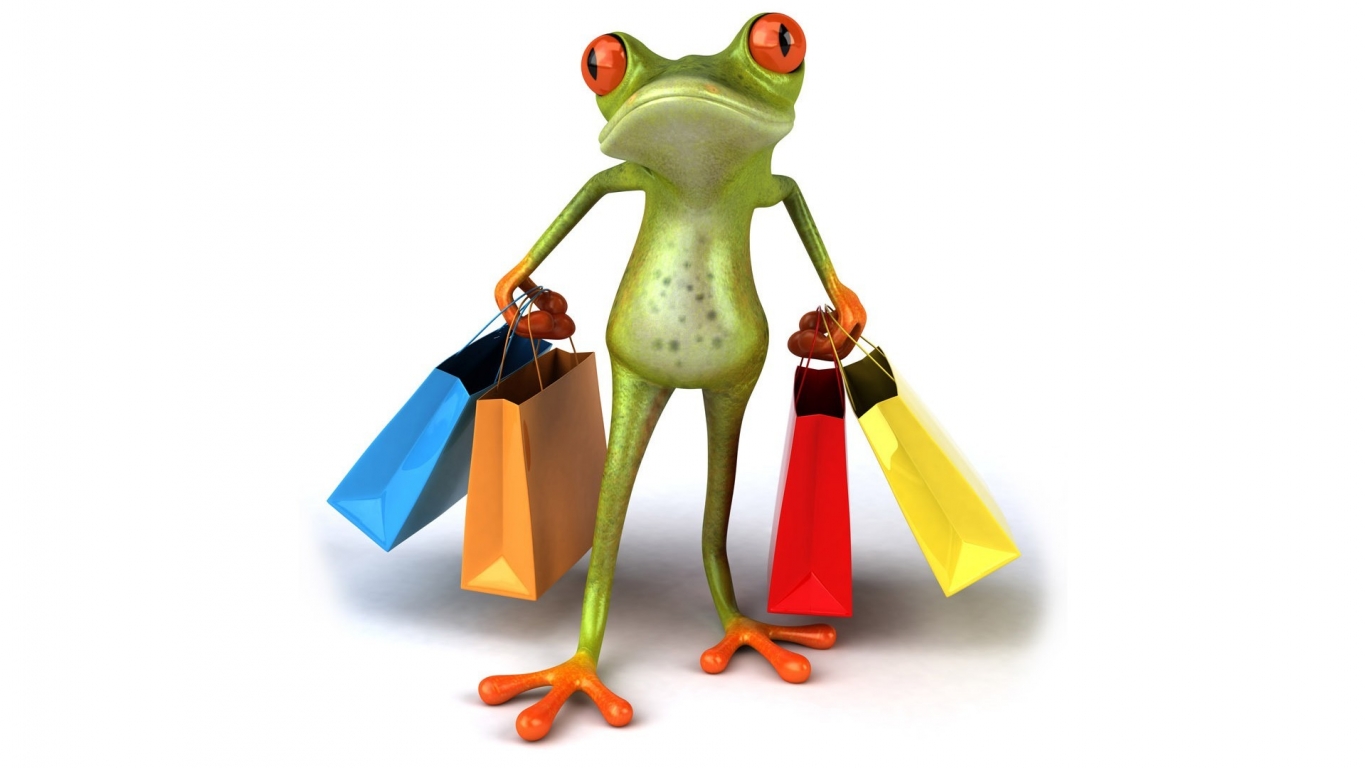 Shopaholic Frog for 1366 x 768 HDTV resolution