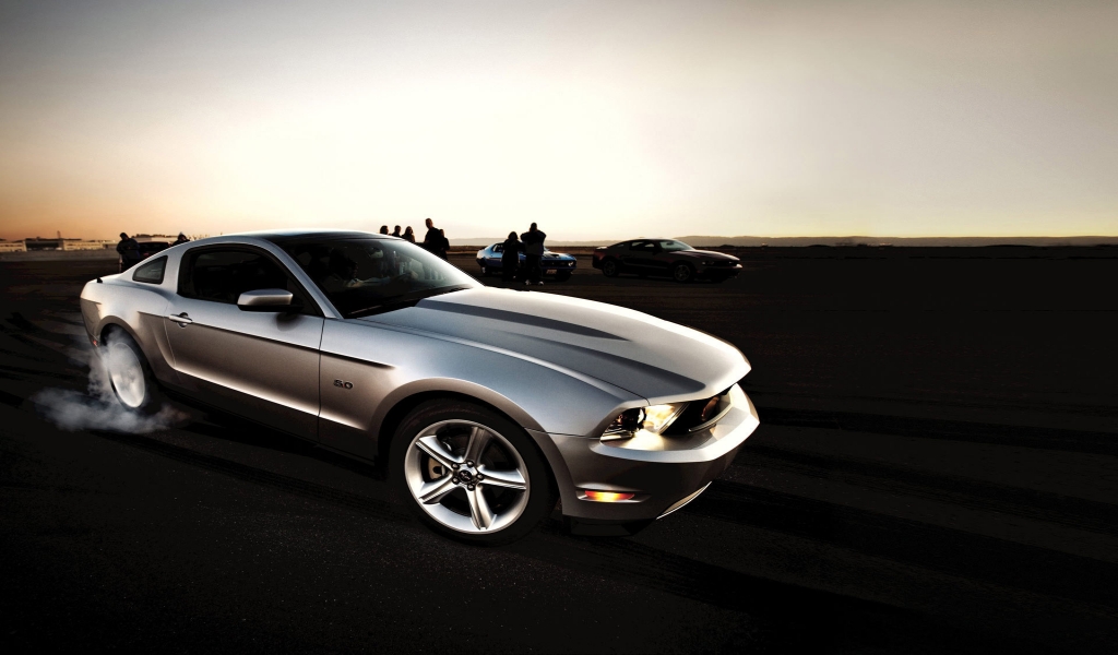 Silver Ford Mustang for 1024 x 600 widescreen resolution