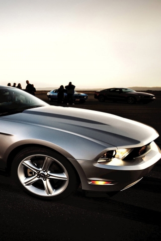 Silver Ford Mustang for 320 x 480 iPhone resolution