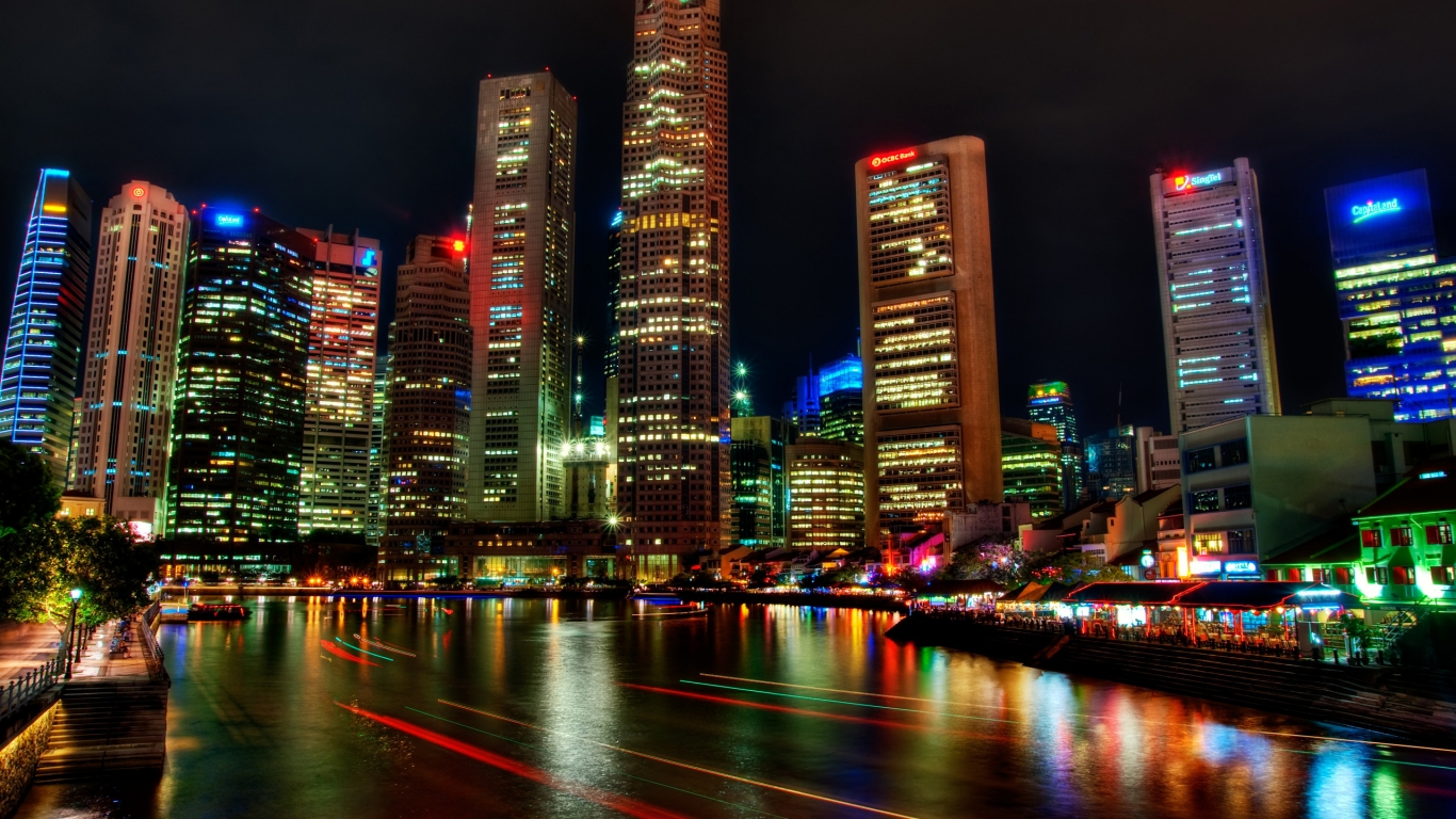 Singapore Night View for 1366 x 768 HDTV resolution