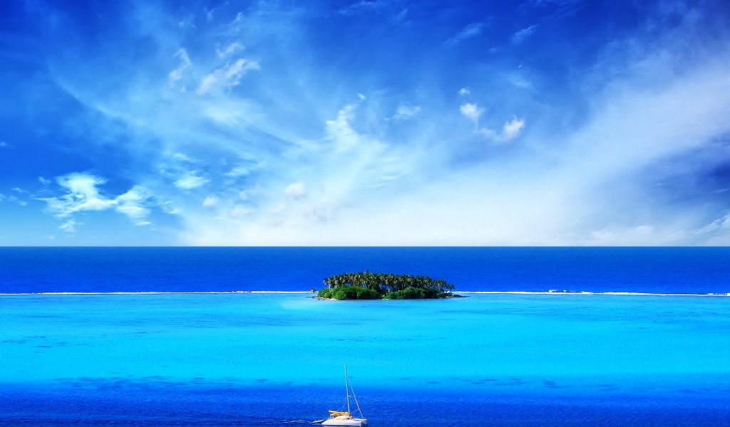 Small island during the summer for 1024 x 600 widescreen resolution