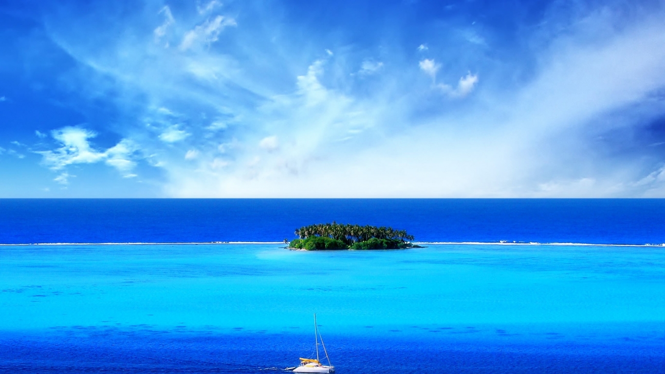 Small island during the summer for 1366 x 768 HDTV resolution