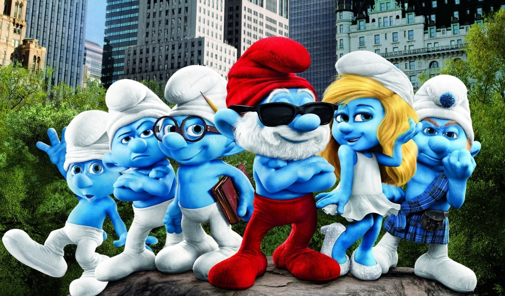 Smurfs Movie for 1024 x 600 widescreen resolution