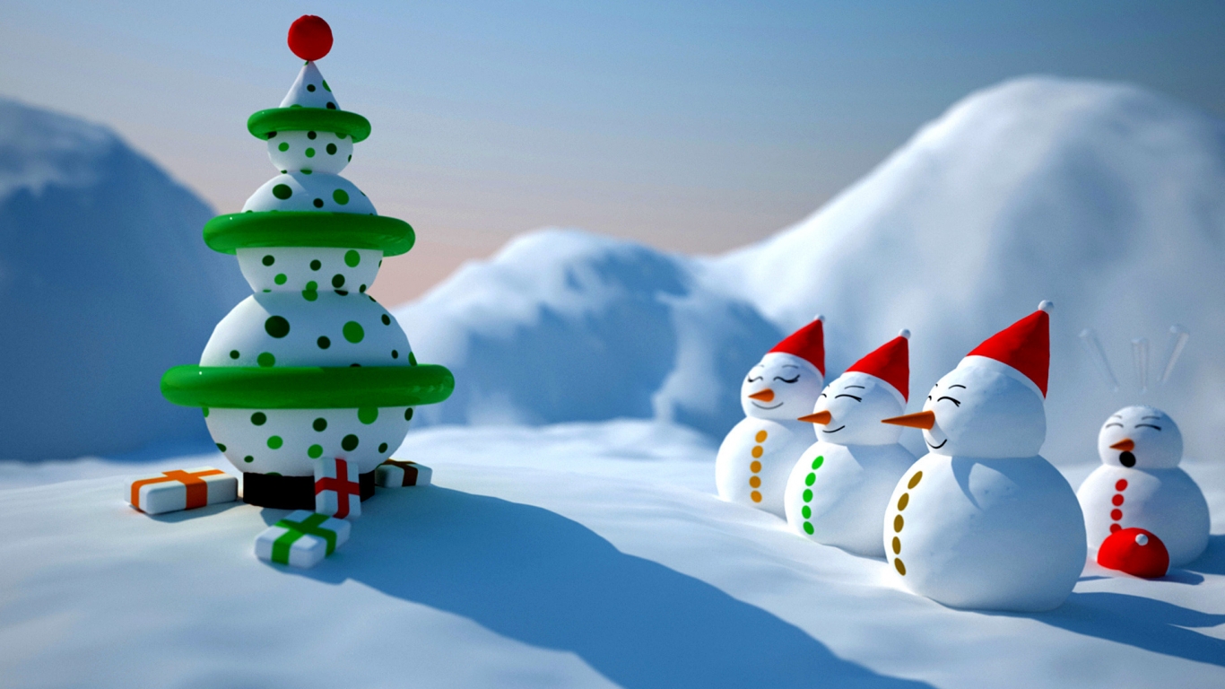 Snowman Christmas for 1366 x 768 HDTV resolution