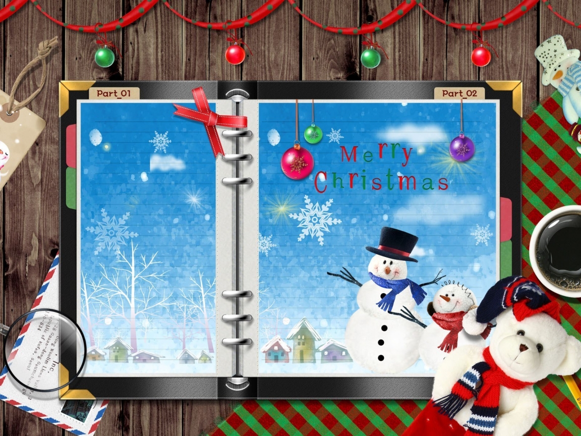 Snowman Christmas Card for 1152 x 864 resolution