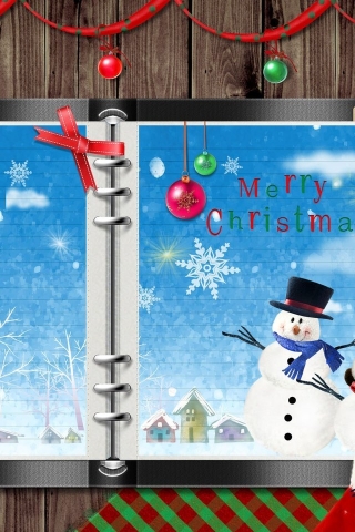 Snowman Christmas Card for 320 x 480 iPhone resolution