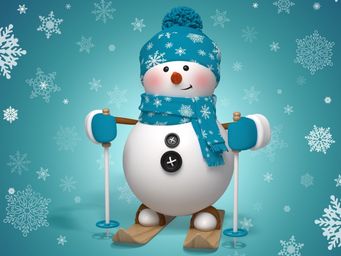 Snowman Ready to Ski for 1152 x 864 resolution