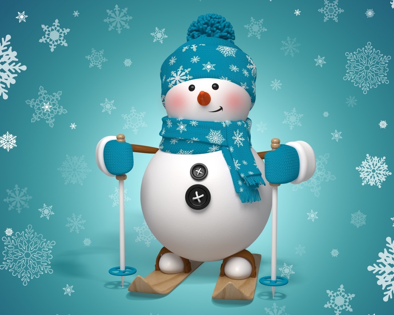 Snowman Ready to Ski for 1280 x 1024 resolution
