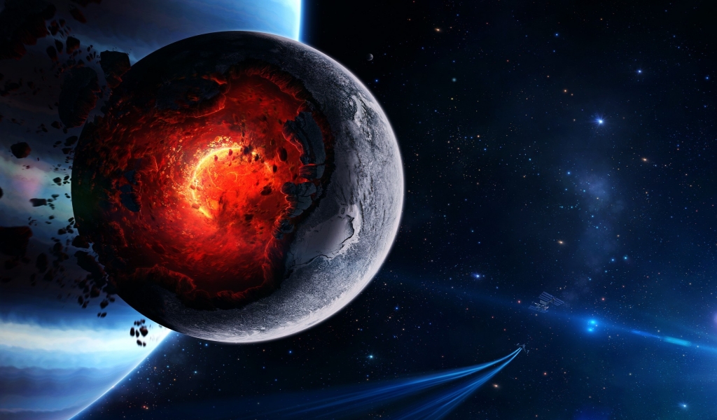 Space Planet Disaster for 1024 x 600 widescreen resolution