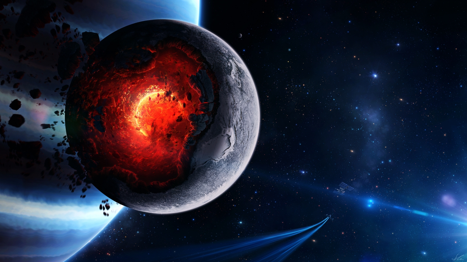 Space Planet Disaster for 1536 x 864 HDTV resolution