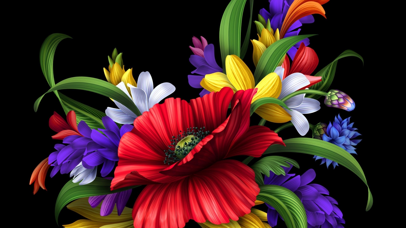 Special Flower Bouquet for 1366 x 768 HDTV resolution