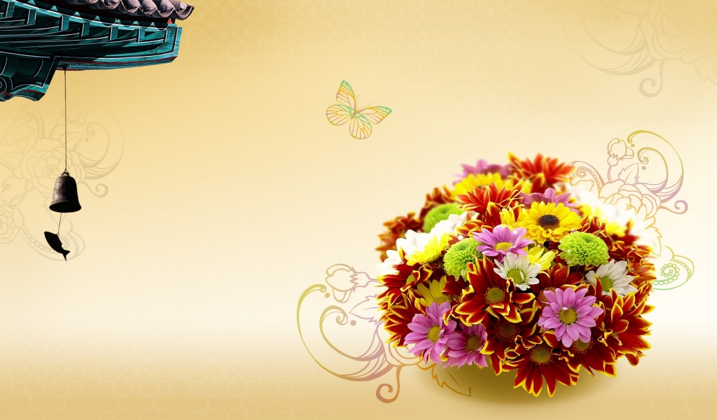 Spring bouquet for 1024 x 600 widescreen resolution