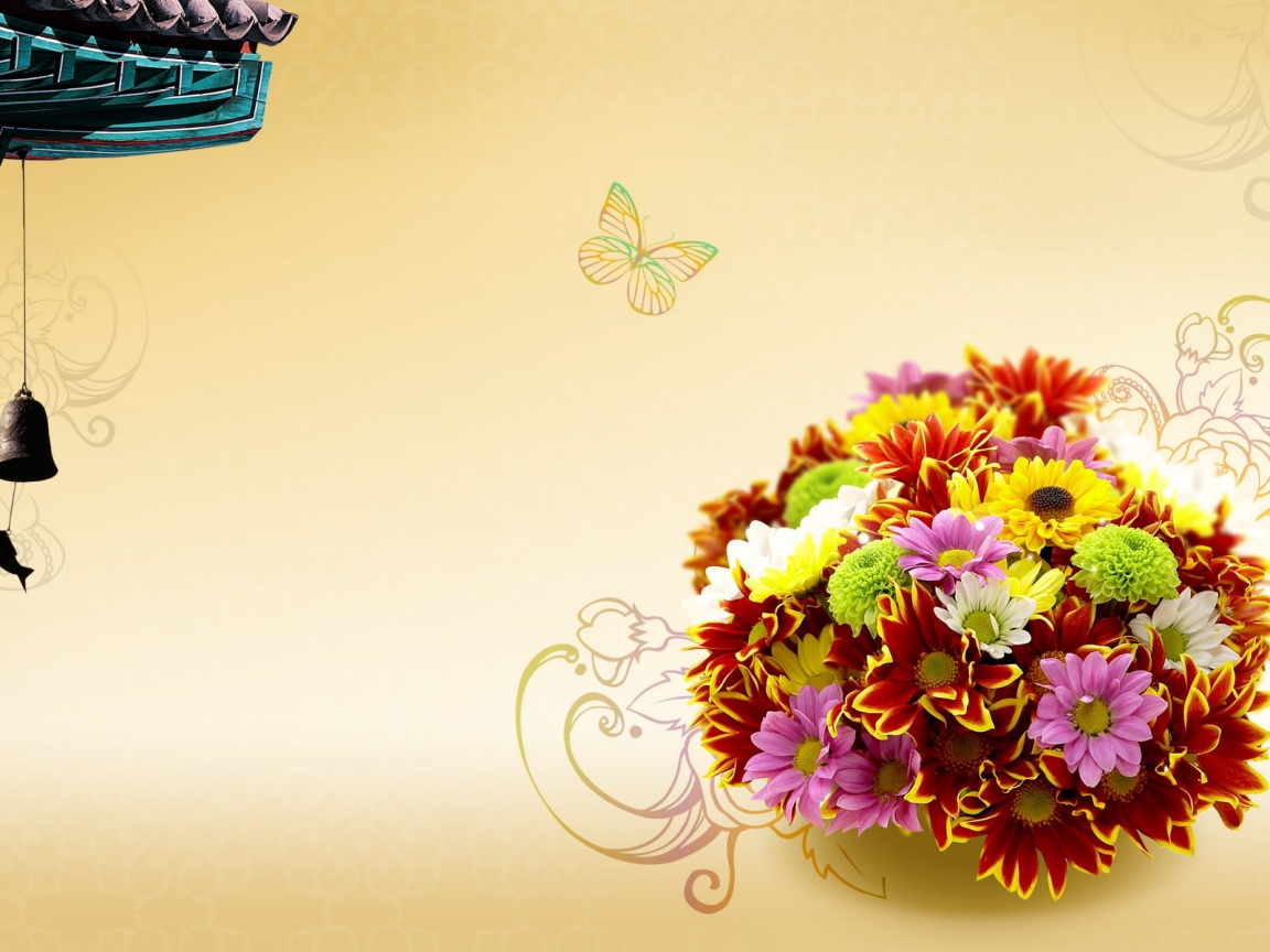 Spring bouquet for 1152 x 864 resolution
