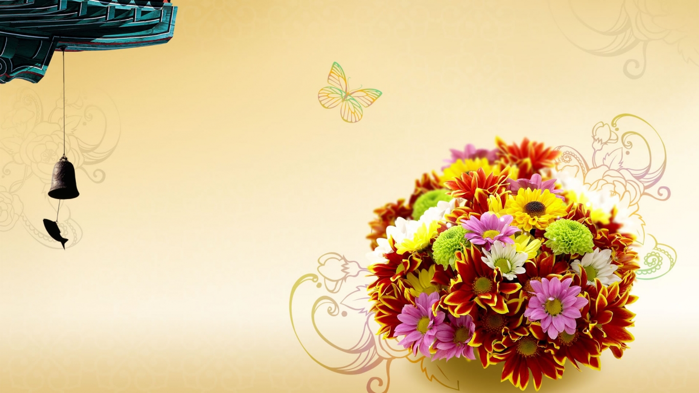 Spring bouquet for 1366 x 768 HDTV resolution