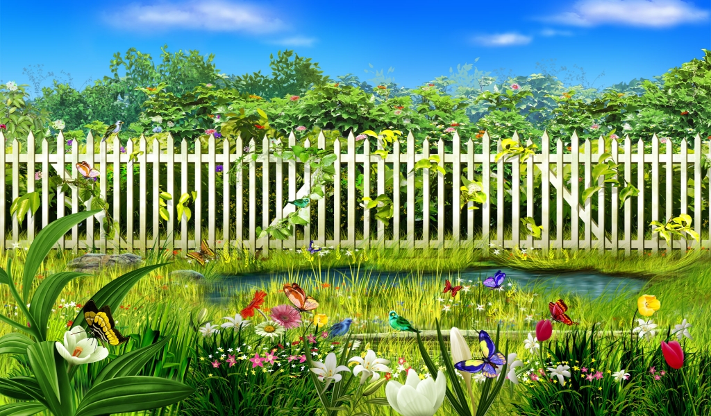 Spring garden for 1024 x 600 widescreen resolution