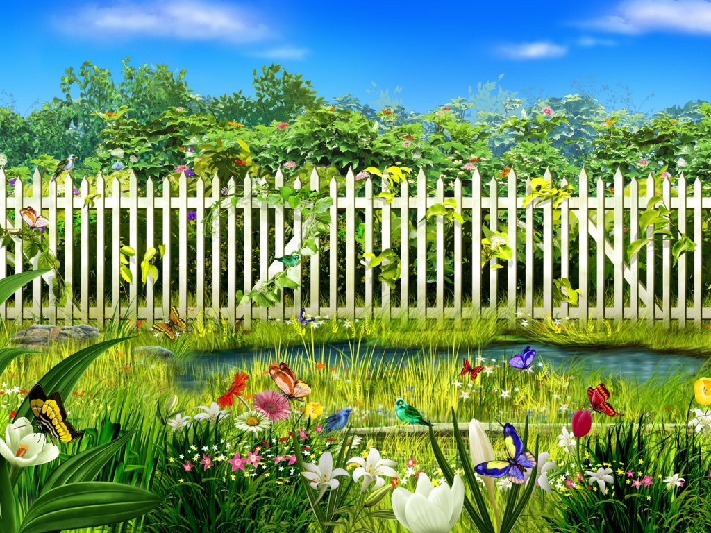 Spring garden for 1024 x 768 resolution