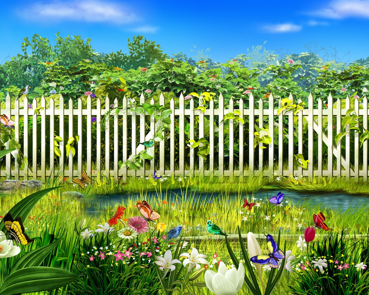 Spring garden for 1280 x 1024 resolution
