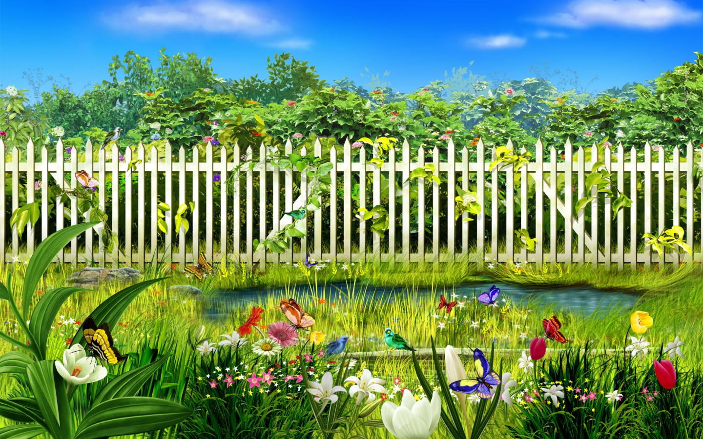 Spring garden for 1440 x 900 widescreen resolution