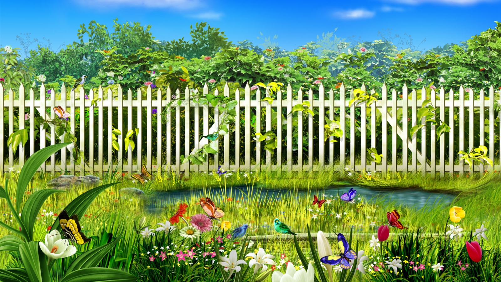 Spring garden for 1600 x 900 HDTV resolution