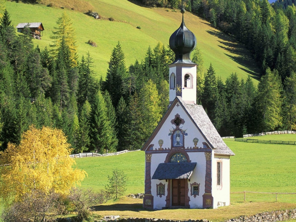 St. John Church Val di Funes Italy for 1024 x 768 resolution