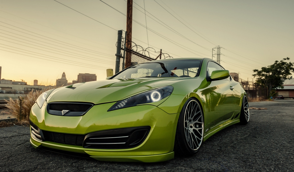 Stanced Hyundai Genesis Coupe for 1024 x 600 widescreen resolution