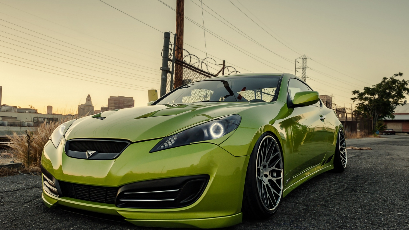 Stanced Hyundai Genesis Coupe for 1366 x 768 HDTV resolution