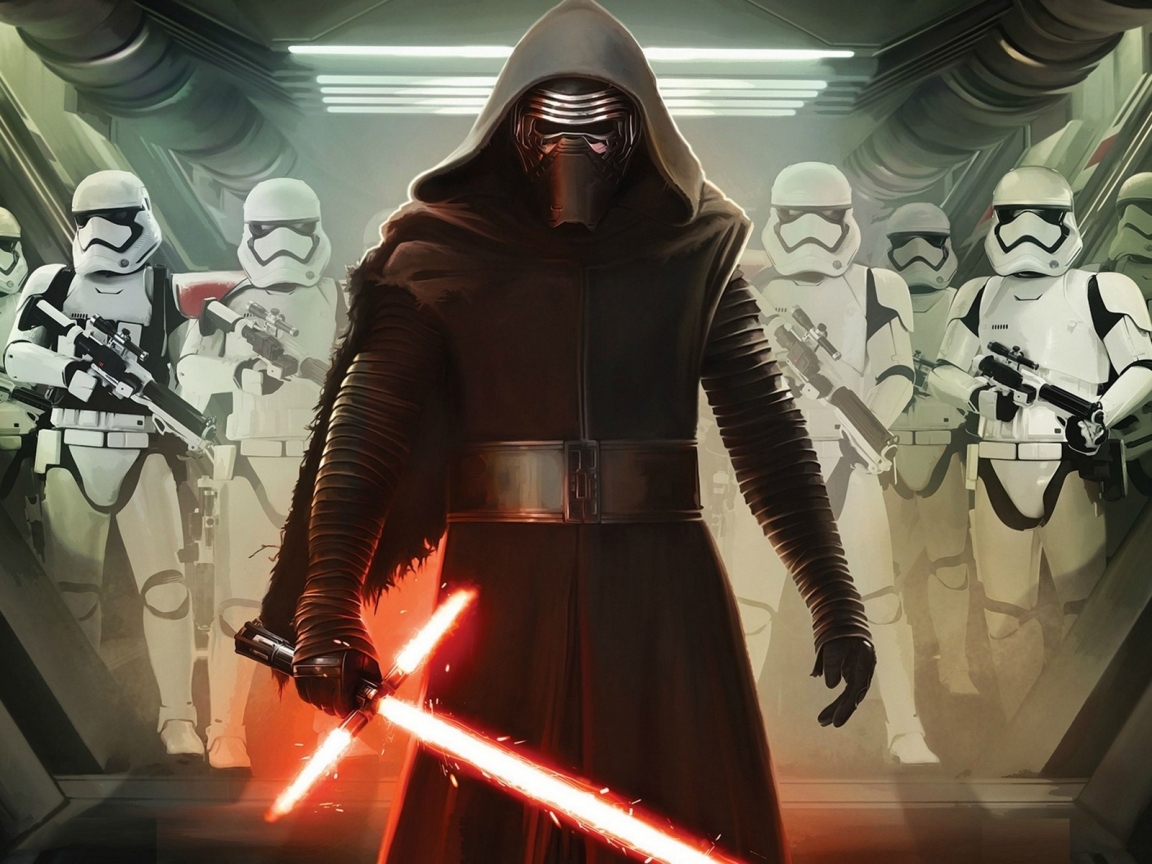 Star Wars VII Darth Vader and Storm Troopers for 1152 x 864 resolution