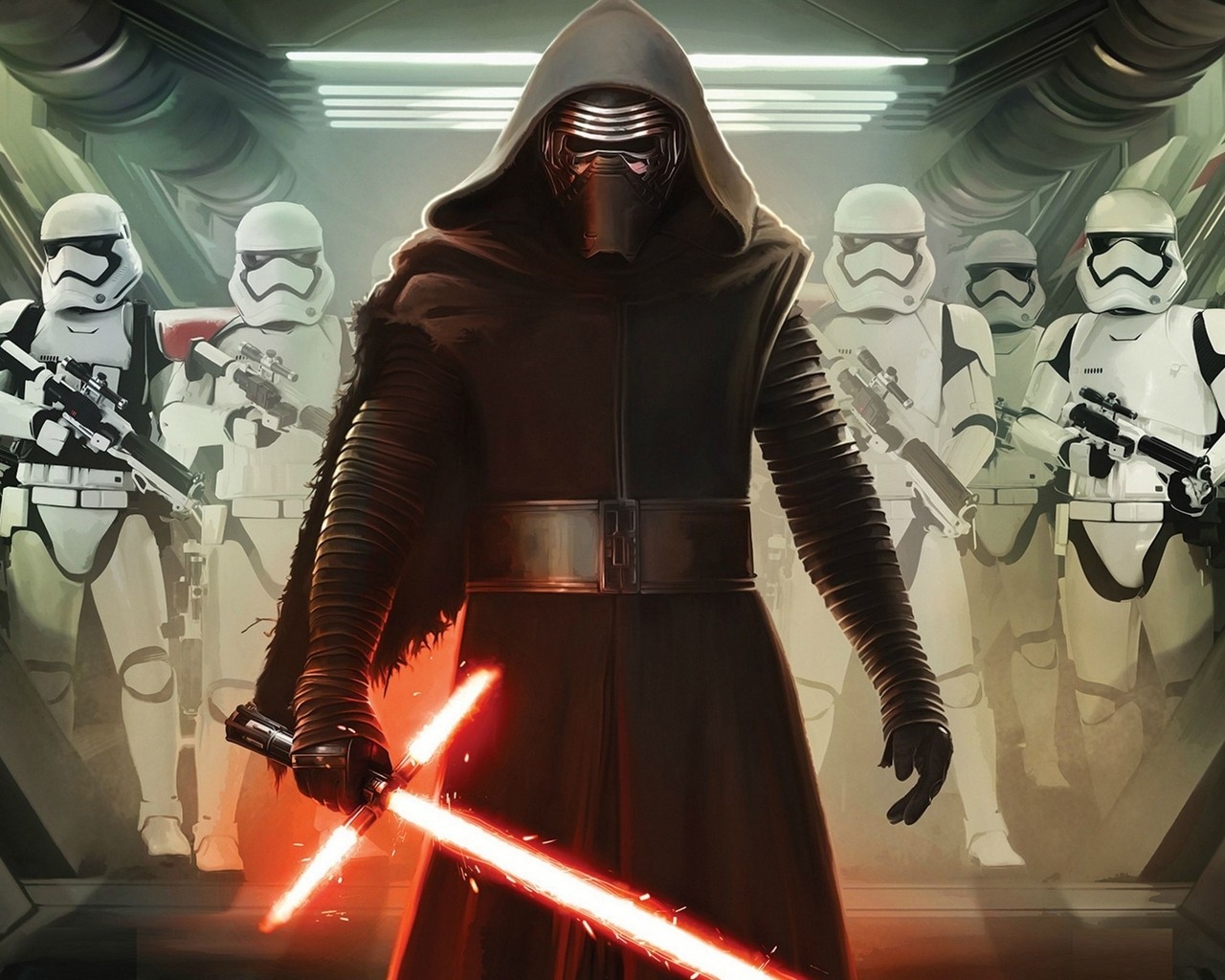Star Wars VII Darth Vader and Storm Troopers for 1280 x 1024 resolution