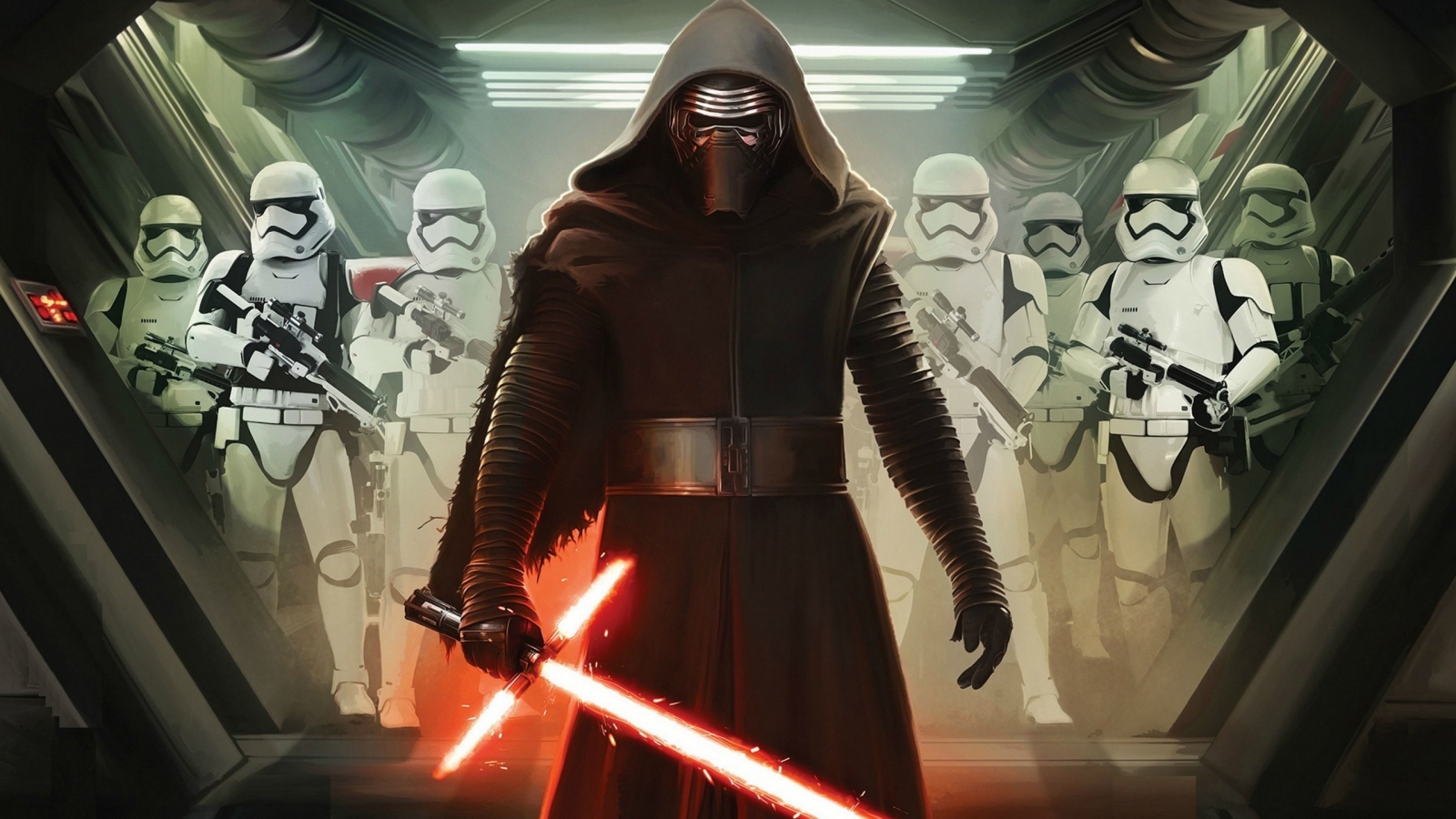 Star Wars VII Darth Vader and Storm Troopers for 1600 x 900 HDTV resolution