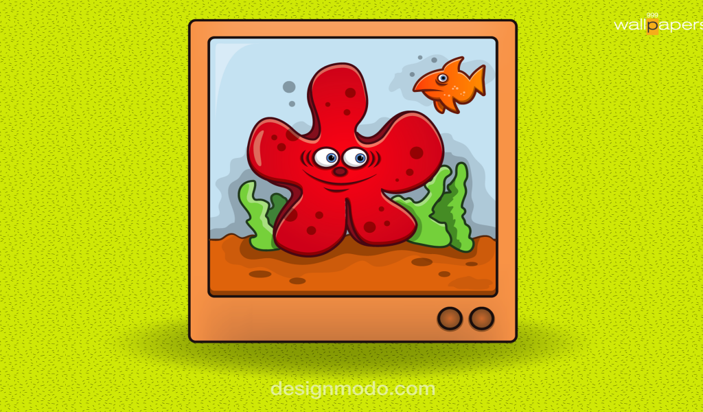 Starfish Cartoon for 1024 x 600 widescreen resolution