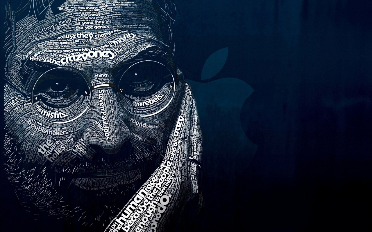 Steve Jobs Word Art for 1280 x 800 widescreen resolution
