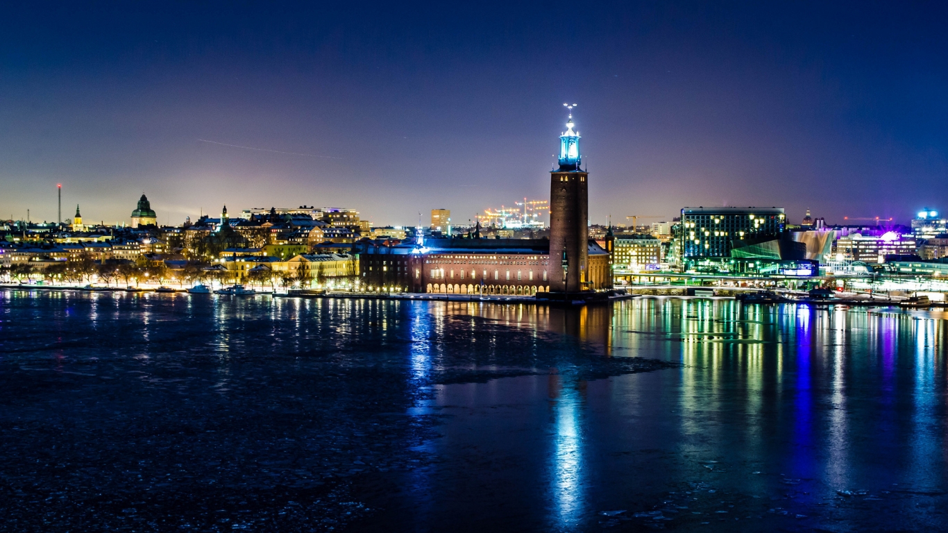 Stockholm Night View for 1366 x 768 HDTV resolution