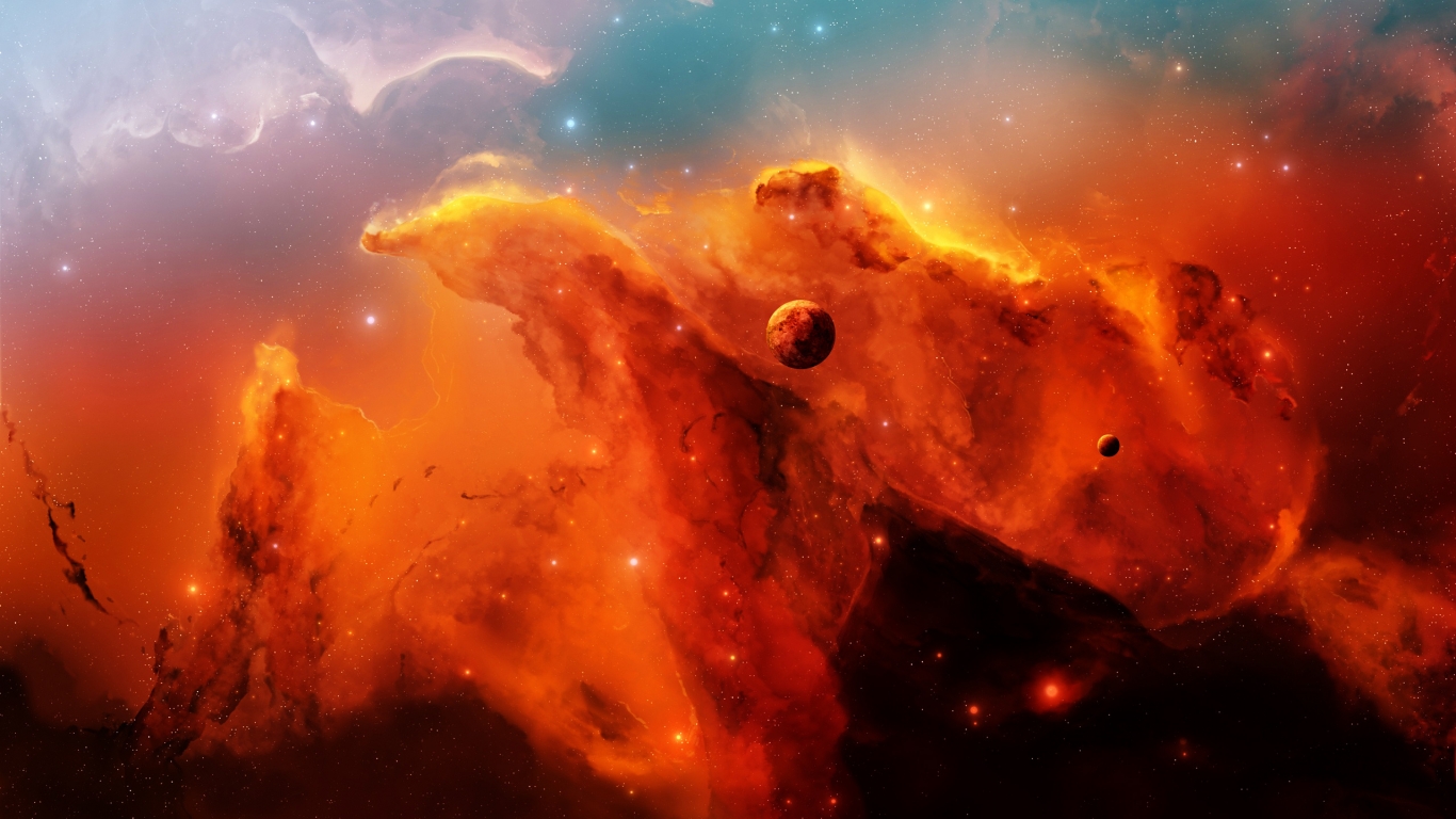 Stong Orange Nebula for 1366 x 768 HDTV resolution