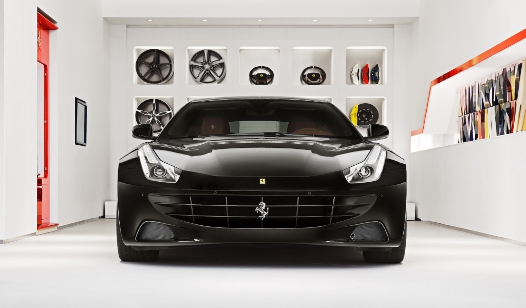 Stunning Black Ferrari FF for 1024 x 600 widescreen resolution