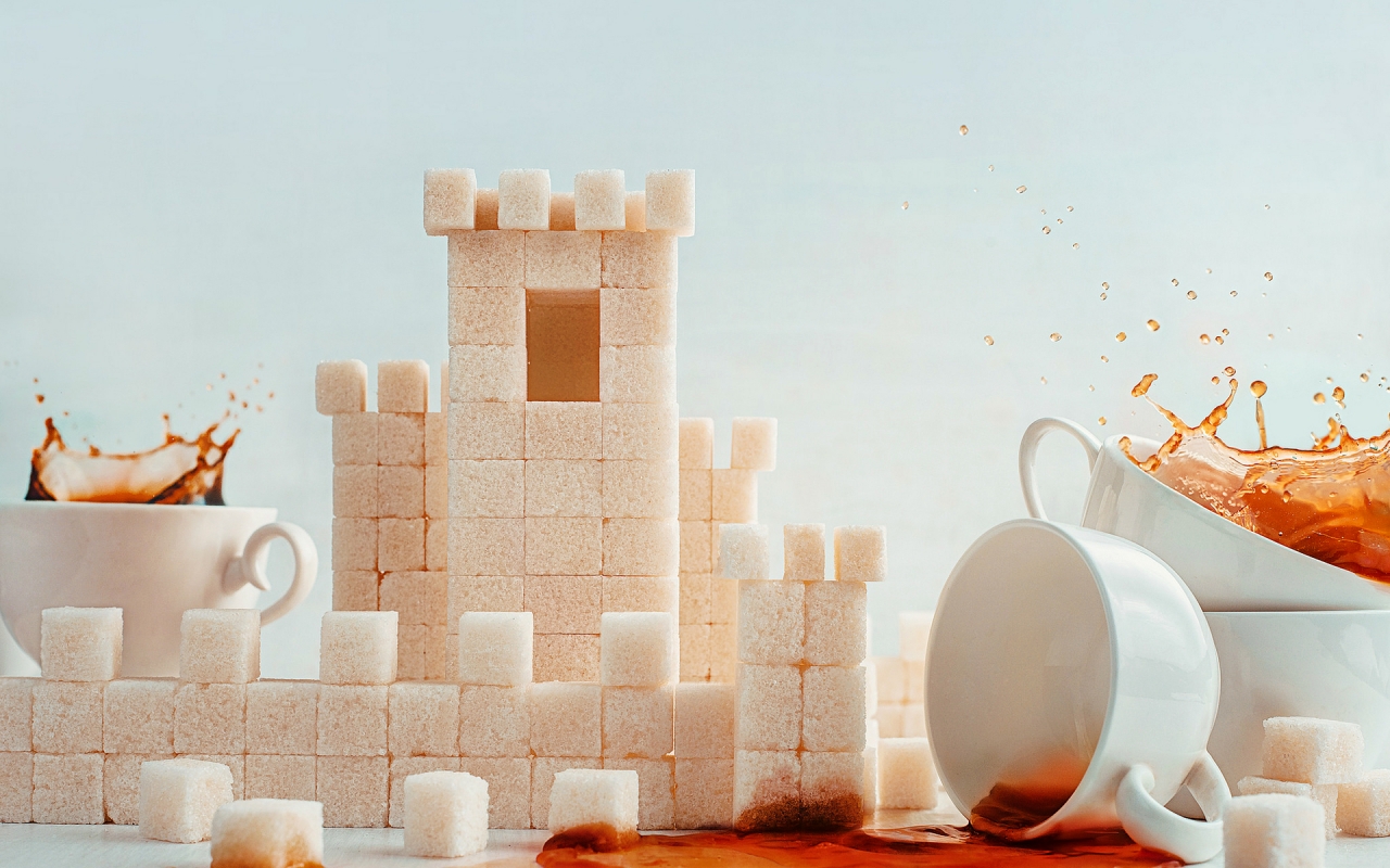 Sugar Cubes and Coffee Cups for 1280 x 800 widescreen resolution