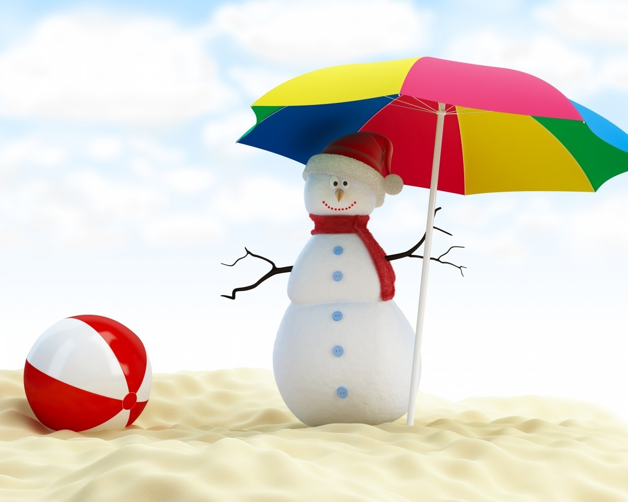 Summer Snowman for 1280 x 1024 resolution