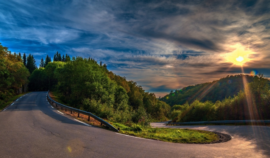 Sunny Mountain Road for 1024 x 600 widescreen resolution