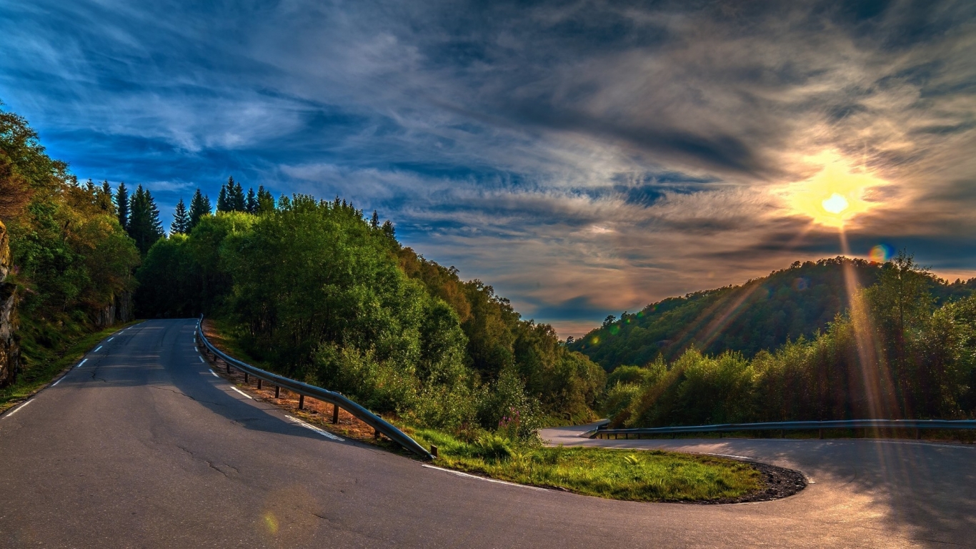 Sunny Mountain Road for 1366 x 768 HDTV resolution