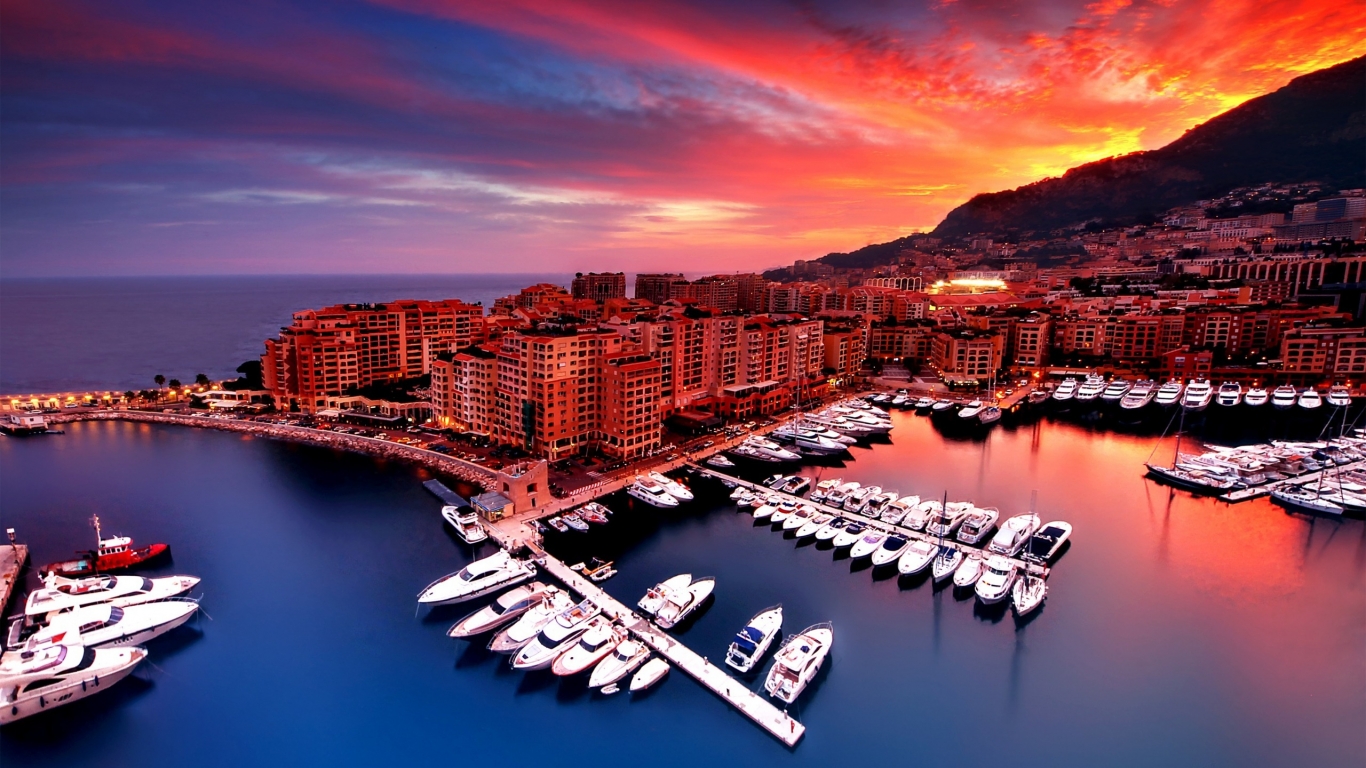 Sunrise in Monaco for 1366 x 768 HDTV resolution