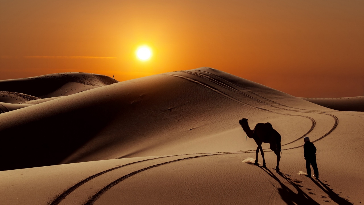 Sunset in Desert for 1280 x 720 HDTV 720p resolution