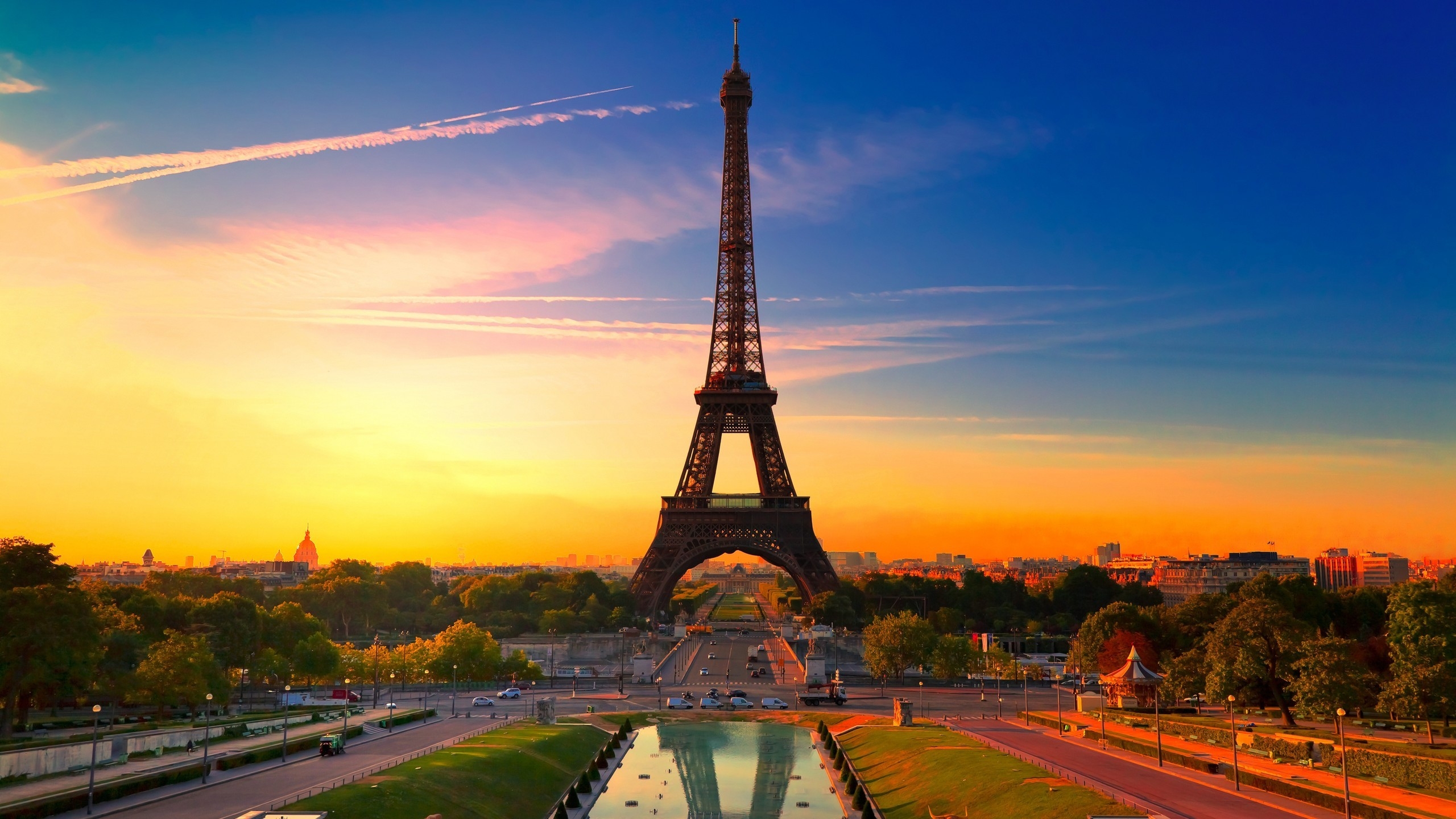 Sunset in Paris for 2560x1440 HDTV resolution