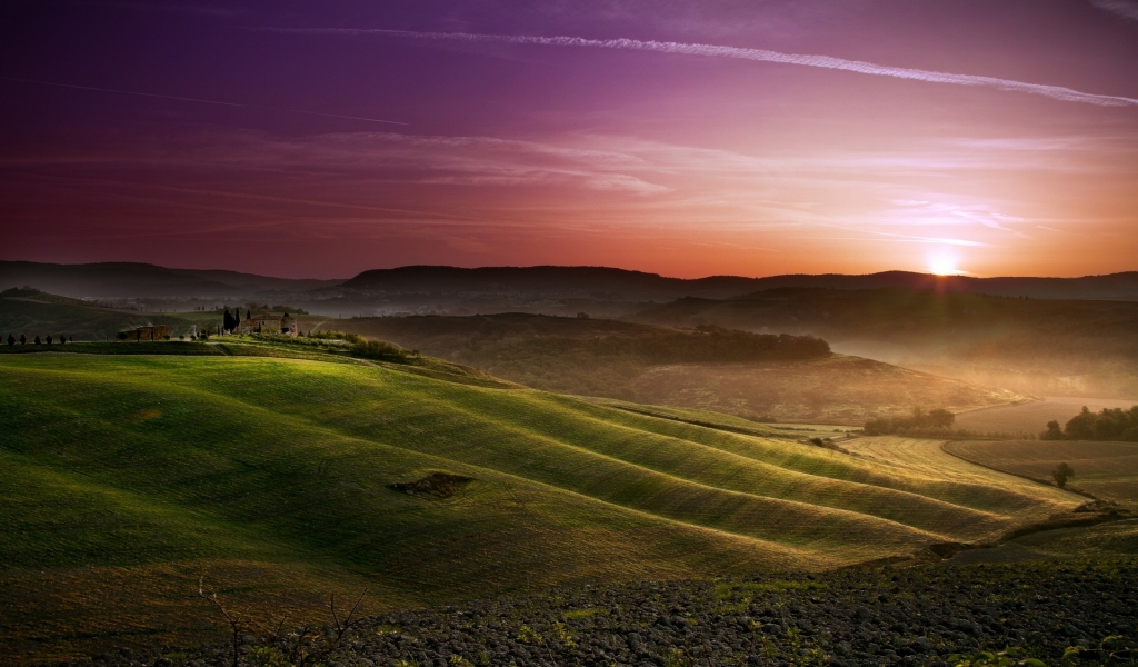 Sunset in Tuscany for 1024 x 600 widescreen resolution