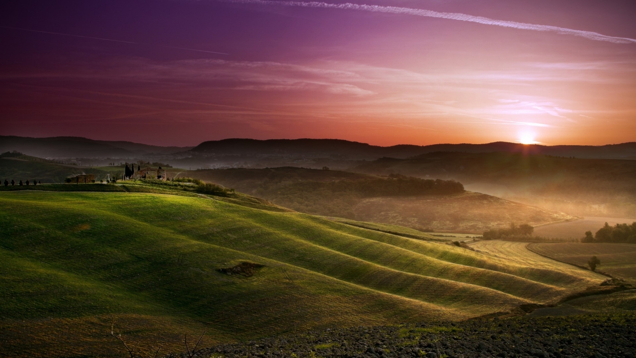 Sunset in Tuscany for 1280 x 720 HDTV 720p resolution