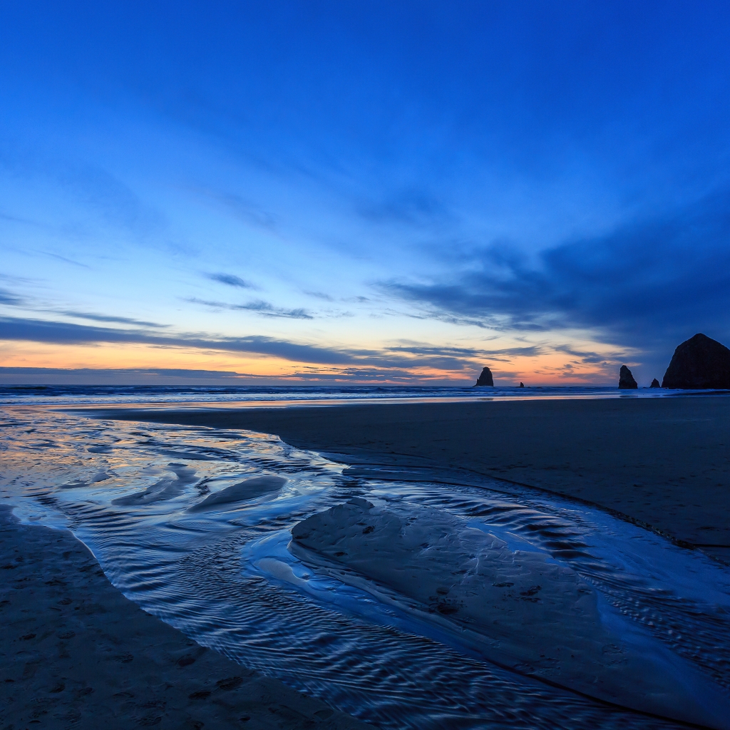 Sunset Oregon Beach for 1024 x 1024 iPad resolution
